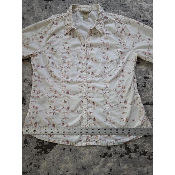 Horny Toad Organic Cotton Embroidered Button Down Large Boho Cottagecore Paisley - Picture 12 of 14